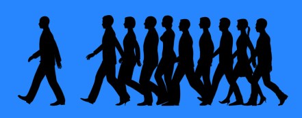 Leader heading the team. Lead by example concept.